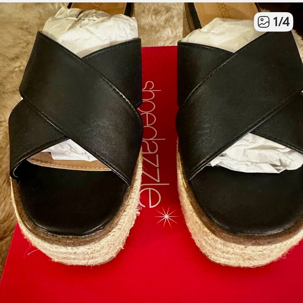 Black Espadrille Wedge Sandals